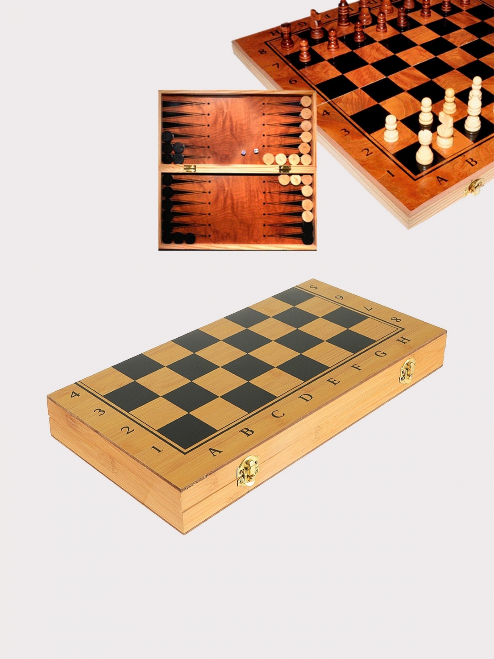 Игра "3 в 1" (нарды, шахматы, шашки) 49*49 см.