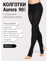 Колготки Aurora с открытыми пальцами и пяткой. Микрофибра 90 den 3D lycra